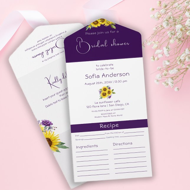 Invitación a la boda de la flor morada de girasol (Subido por el creador)