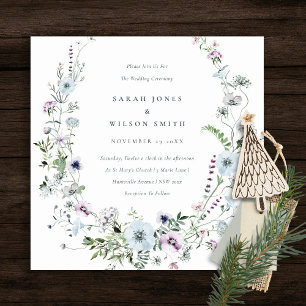 Invitación a la boda de la flor salvaje Lilac azul