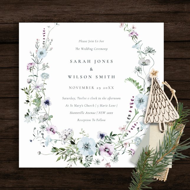 Invitación a la boda de la flor salvaje Lilac azul (Subido por el creador)