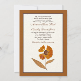 Invitación a la boda de la flor seca en otoño