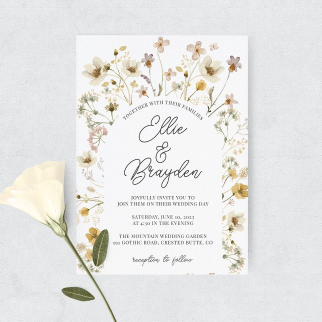 Invitación a la boda de la flor silvestre acuarela (Subido por el creador)