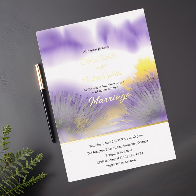 Invitación a la boda de la flor silvestre Lavender (Subido por el creador)