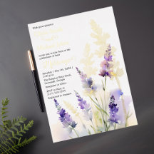 Invitación a la boda de la flor silvestre Lavender