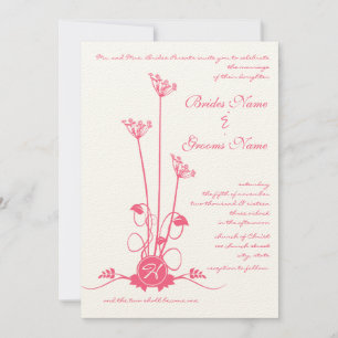 Invitación a la boda de la flor silvestre rosa
