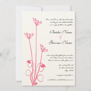 Invitación a la boda de la flor silvestre rosa