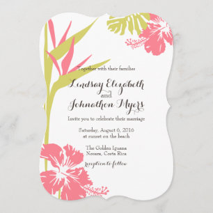 Invitación a la boda de la flor tropical con pájar