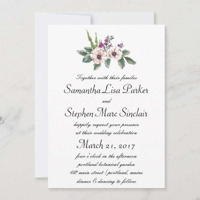 Invitación a la boda de la floración (Anverso)
