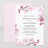 Invitación a la boda de la floración de cerezos
