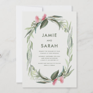 Invitación a la boda de la floración de goma nativ