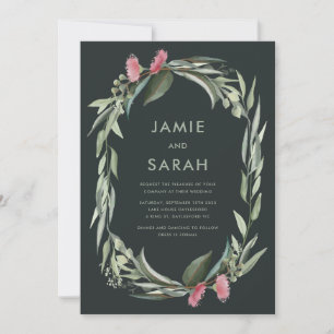 Invitación a la boda de la floración de goma nativ