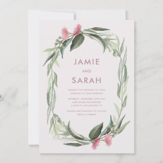 Invitación a la boda de la floración de goma nativ