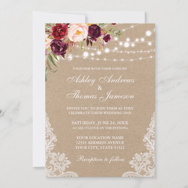 Invitación a la boda de la floración de Kraft Burg (Anverso)