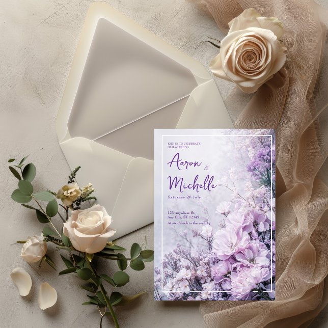 Invitación a la boda de la floración de lavanda su (Subido por el creador)