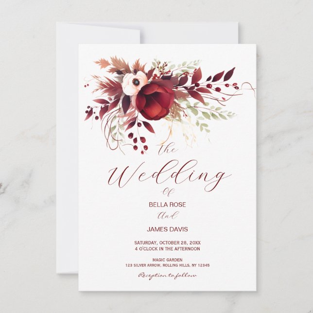 Invitación a la boda de la floración floral de la  (Anverso)