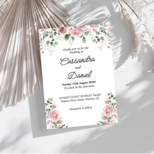 Invitación a la boda de la floración rosa de Rubor