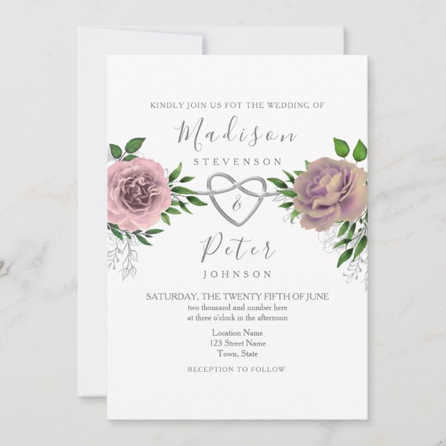 Invitación a la boda de la floración rosada de un  (Anverso)