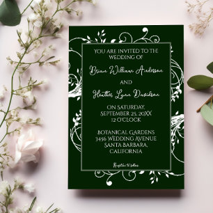 Invitación a la boda de la floración verde esmeral