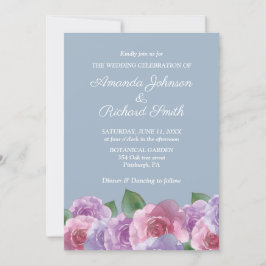 Invitación a la boda de la floral azul turquesa