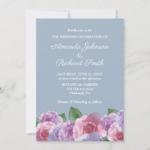 Invitación a la boda de la floral azul turquesa