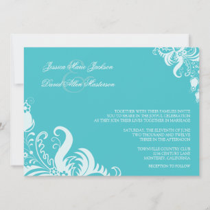 Invitación a la boda de la floral Blue Curacao