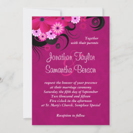 Invitación a la boda de la floral de Fuchsia oscur