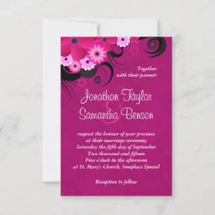 Invitación a la boda de la floral de Fuchsia oscur