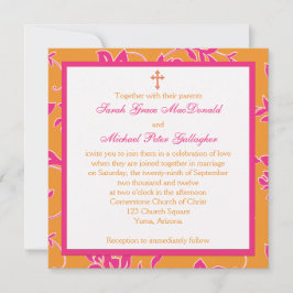 Invitación a la boda de la floral de mandarina ros