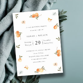 Invitación a la boda de la floral del Naranja del 