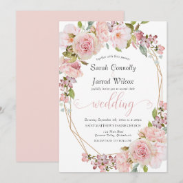 Invitación a la boda de la floral rosa del Pastel