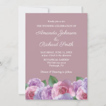 Invitación a la boda de la floral rosa púrpura y d