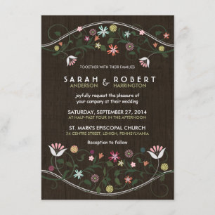 Invitación a la boda de la floral Wreath Rustic Wo