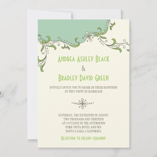 Invitación a la boda de la florida hierba de marfi (Anverso)