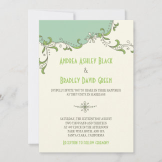 Invitación a la boda de la florida hierba de marfi