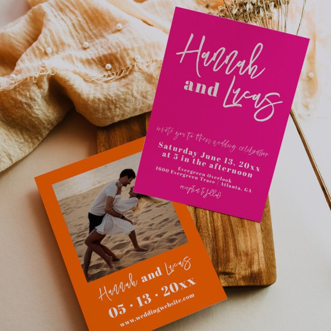 Invitación a la boda de la foto audaz del moderno  (Subido por el creador)