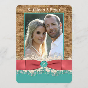 Invitación a la boda de la FOTO de Bow Burlap de F