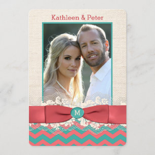 Invitación a la boda de la FOTO de Bow Burlap de F