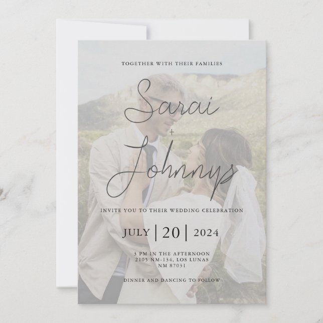 Invitación a la boda de la foto de Faux Vellum (Anverso)