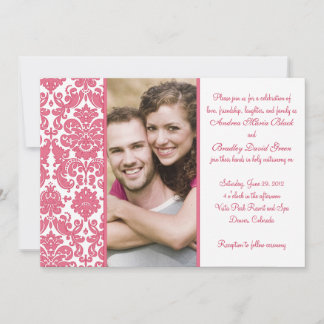 Invitación a la boda de la foto de la damáscara ro