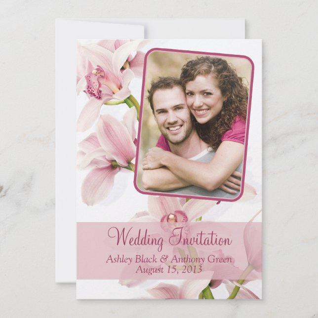 Invitación a la boda de la foto de Orquídea Rosa C (Anverso)