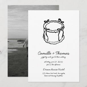 Invitación a la boda de la foto de un bizcocho cap