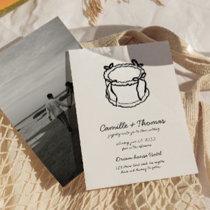 Invitación a la boda de la foto de un bizcocho cap