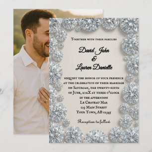 Invitación a la boda de la foto de un diamante des