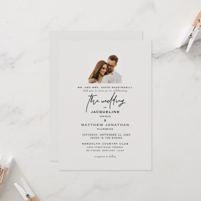 Invitación a la boda de la foto de una novia moder (Anverso/Reverso In Situ)