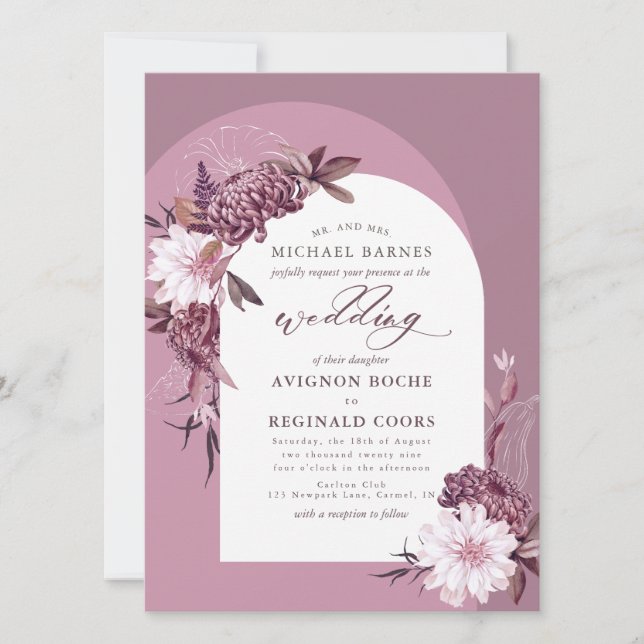 Invitación a la boda de la foto del Arco de las Fl (Anverso)