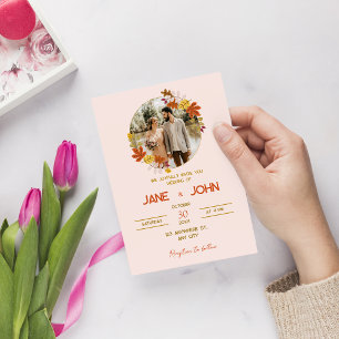 Invitación a la boda de la foto del marco floral o