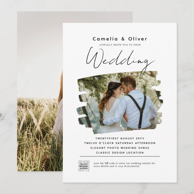 Invitación a la boda de la FOTO del presupuesto Có (Anverso / Reverso)