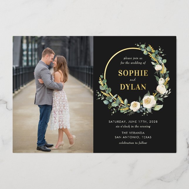 Invitación a la boda de la foto del RELIEVE METALI (Anverso)