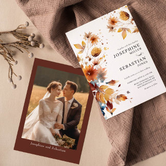 Invitación a la boda de la foto floral de Burgundy