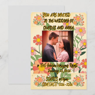 Invitación a la boda de la foto floral descargable