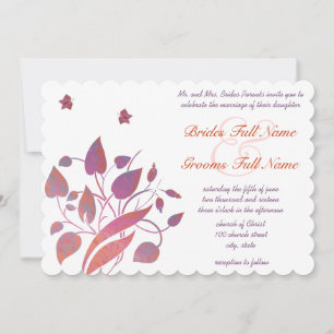 Invitación a la boda de la frambuesa de coral y la